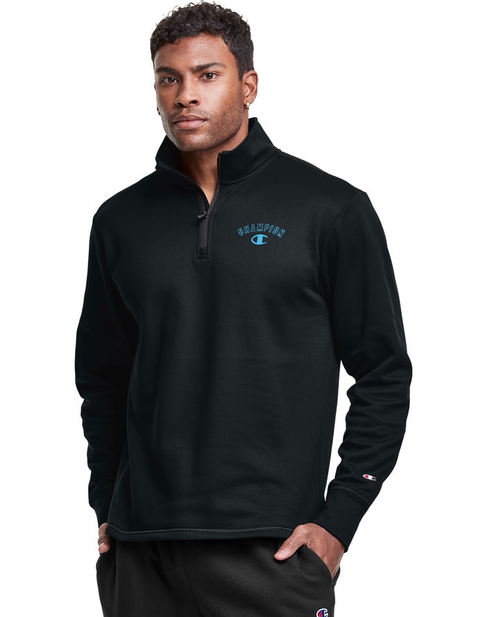 Sudadera Champion Hombre - Game Day 1/4 Zip Block Arch Logo ( Negras ) 4260571-GR